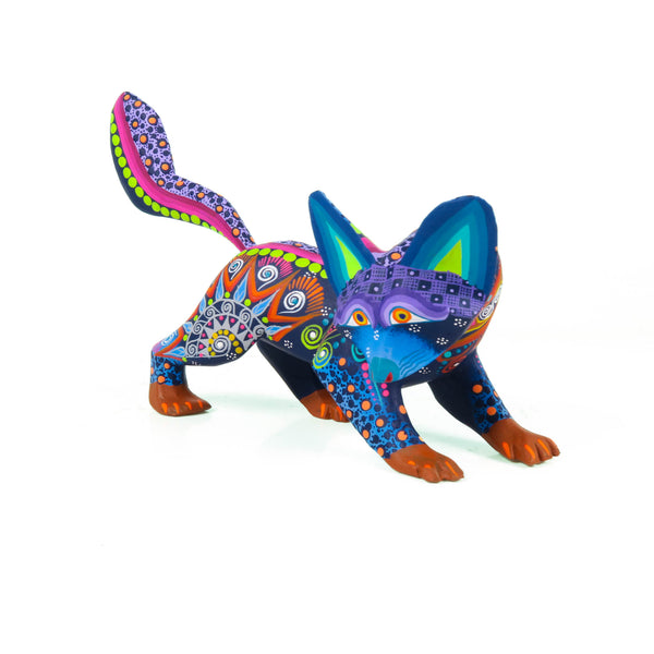 Blue Fox - Oaxacan Alebrije Wood Carving - VivaMexico.com - Mexican Art