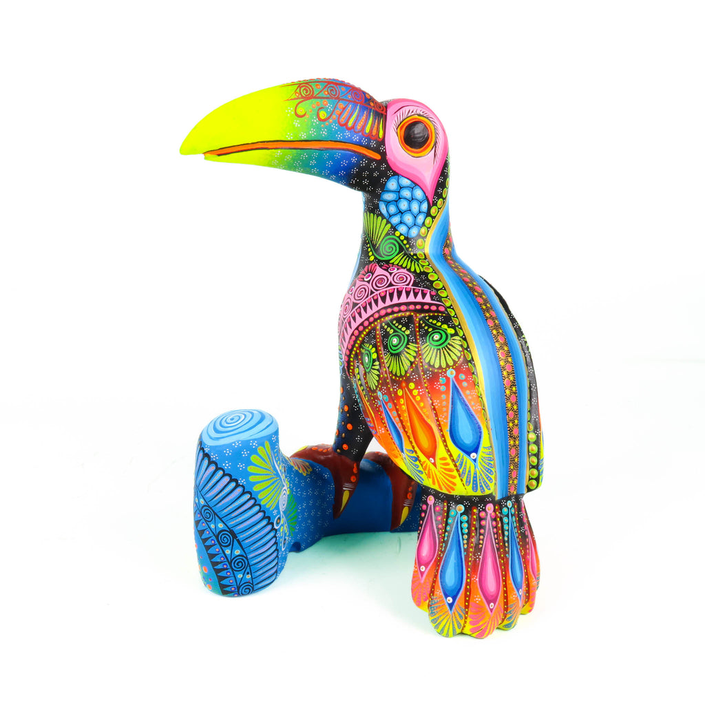 Toucan Bird On Branch - Oaxacan Alebrije Wood Carving