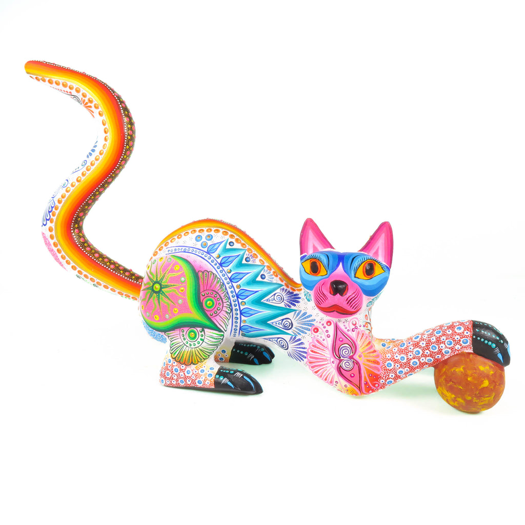 Cat With Ball - Oaxacan Alebrije Wood Carving
