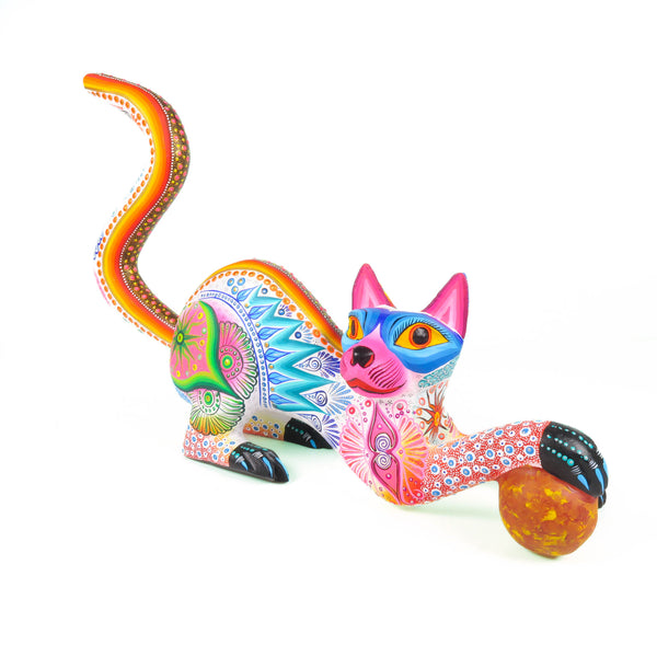 Cat With Ball - Oaxacan Alebrije Wood Carving