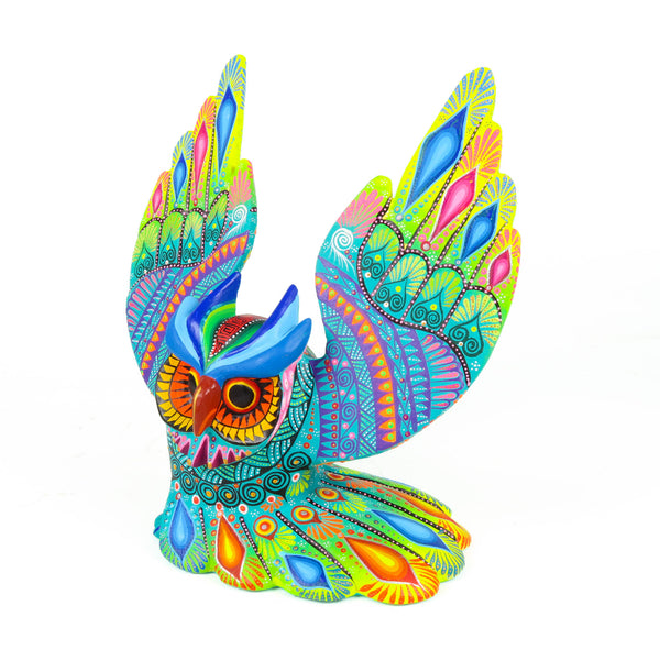 Green Owl - Oaxacan Alebrije Wood Carving