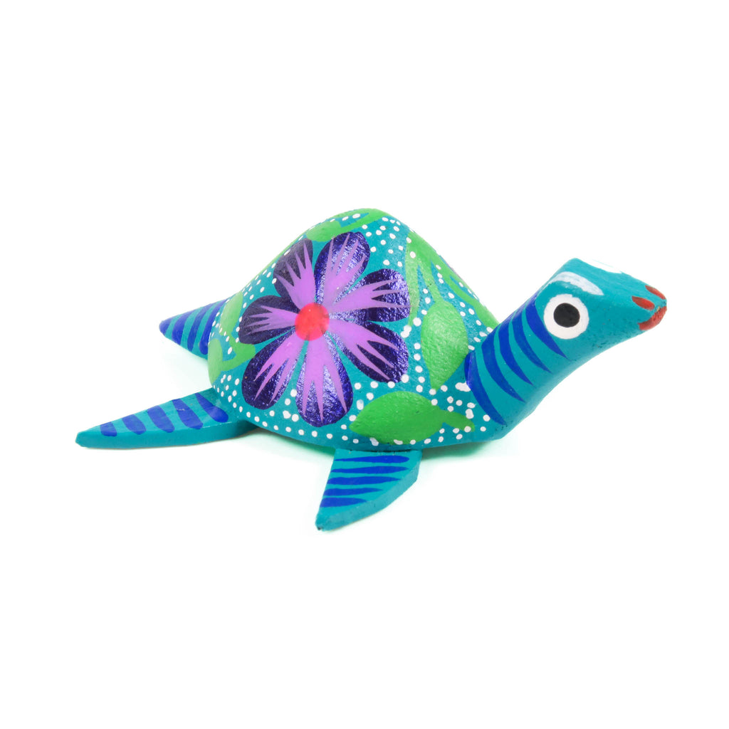 Mini Turquoise Turtle - Oaxacan Alebrije Wood Carving