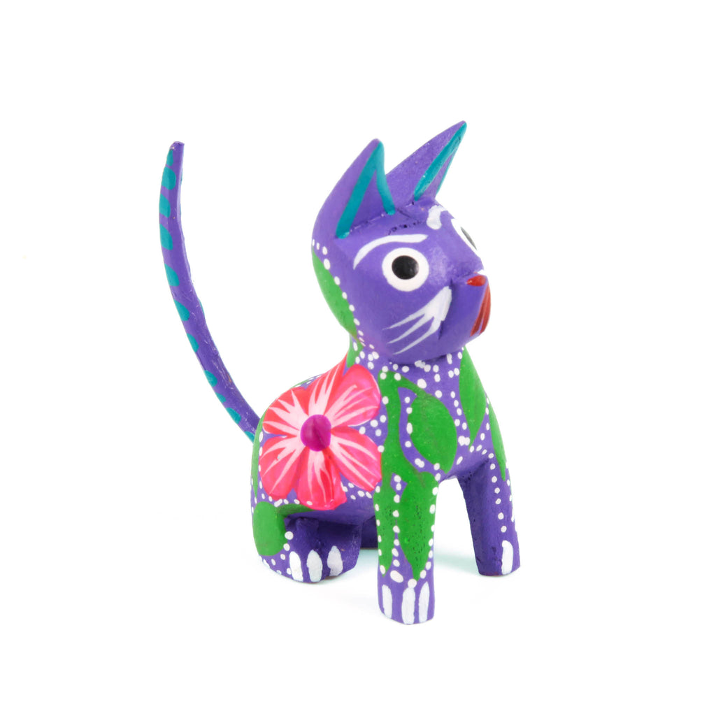 Mini Purple Cat - Oaxacan Alebrije Wood Carving