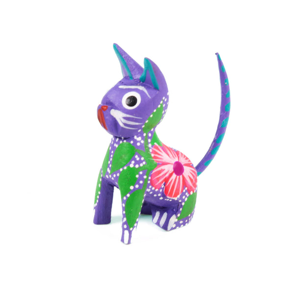 Mini Purple Cat - Oaxacan Alebrije Wood Carving
