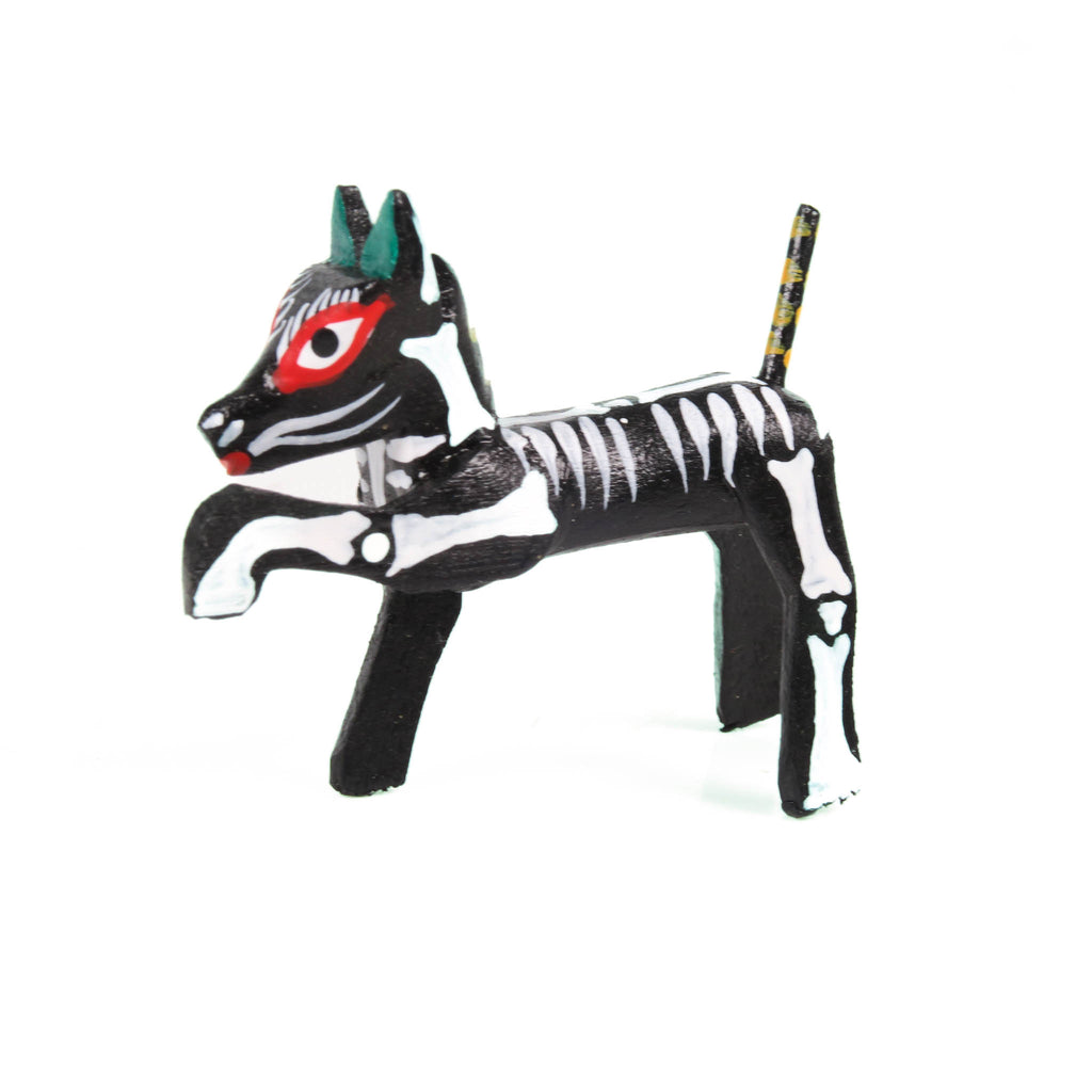 Mini Day Of The Dead Dog - Oaxacan Alebrije Wood Carving
