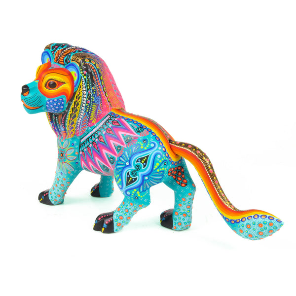 Turquoise Lion - Oaxacan Alebrije Wood Carving