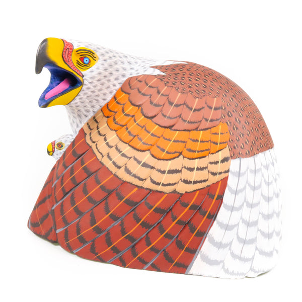 Bald Eagle Mother With Baby - Oaxacan Alebrije Wood Carving
