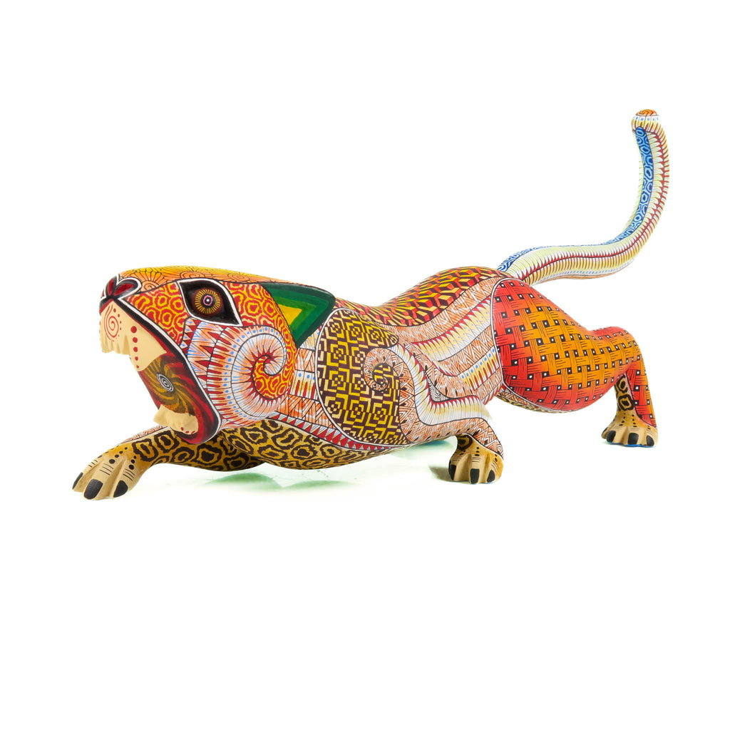 Crouching Jaguar - Oaxacan Alebrije Wood Carving