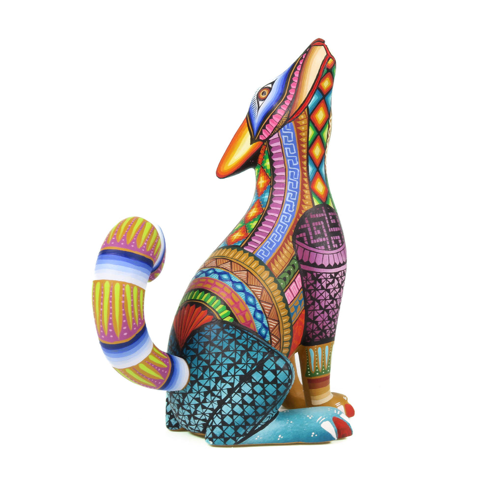 Vibrant Coyote - Oaxacan Alebrije Wood Carving