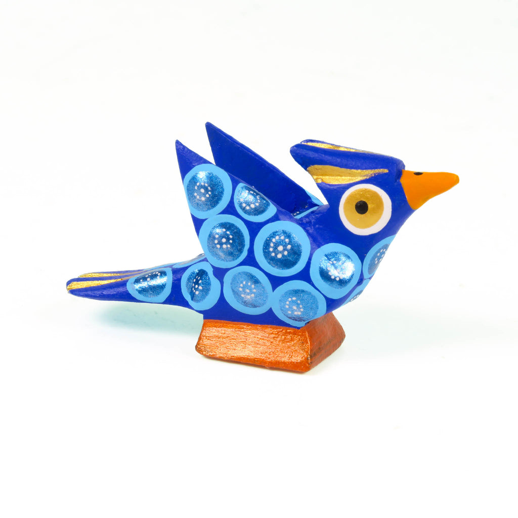 Mini Blue Bird - Oaxacan Alebrije Wood Carving