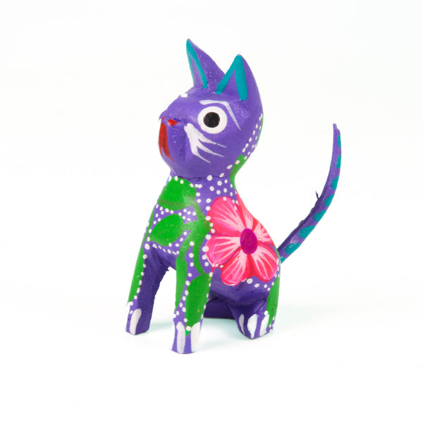Mini Purple Cat - Oaxacan Alebrije Wood Carving