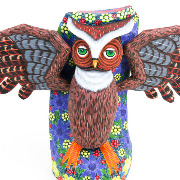 Large Owl - Oaxacan Alebrije Wood Carving - Eleazar Morales - VivaMexico.com