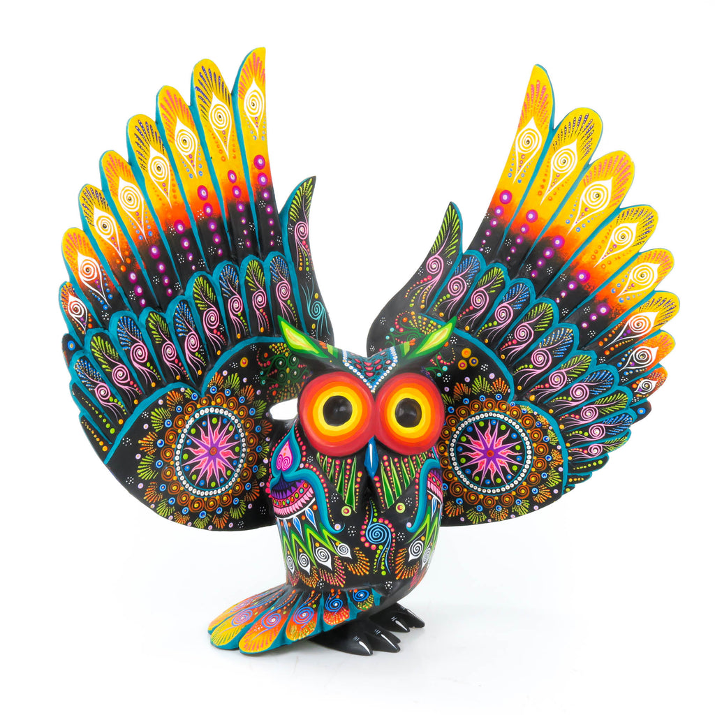 Large Black Owl - Oaxacan Alebrije Wood Carving