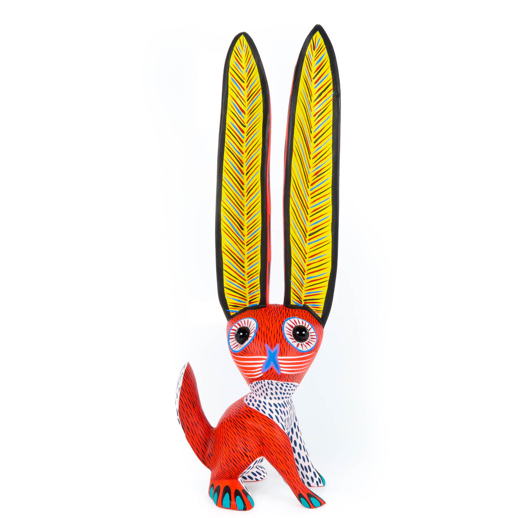 Big Eared Rabbit (Red) - Oaxacan Alebrije Wood Carving