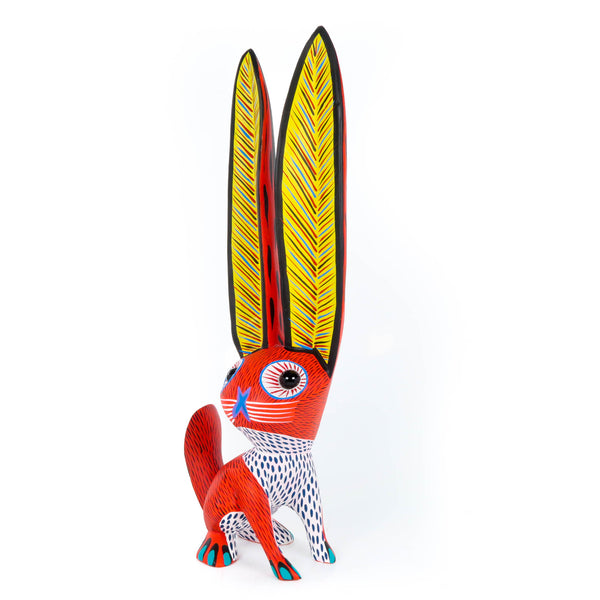 Big Eared Rabbit (Red) - Oaxacan Alebrije Wood Carving
