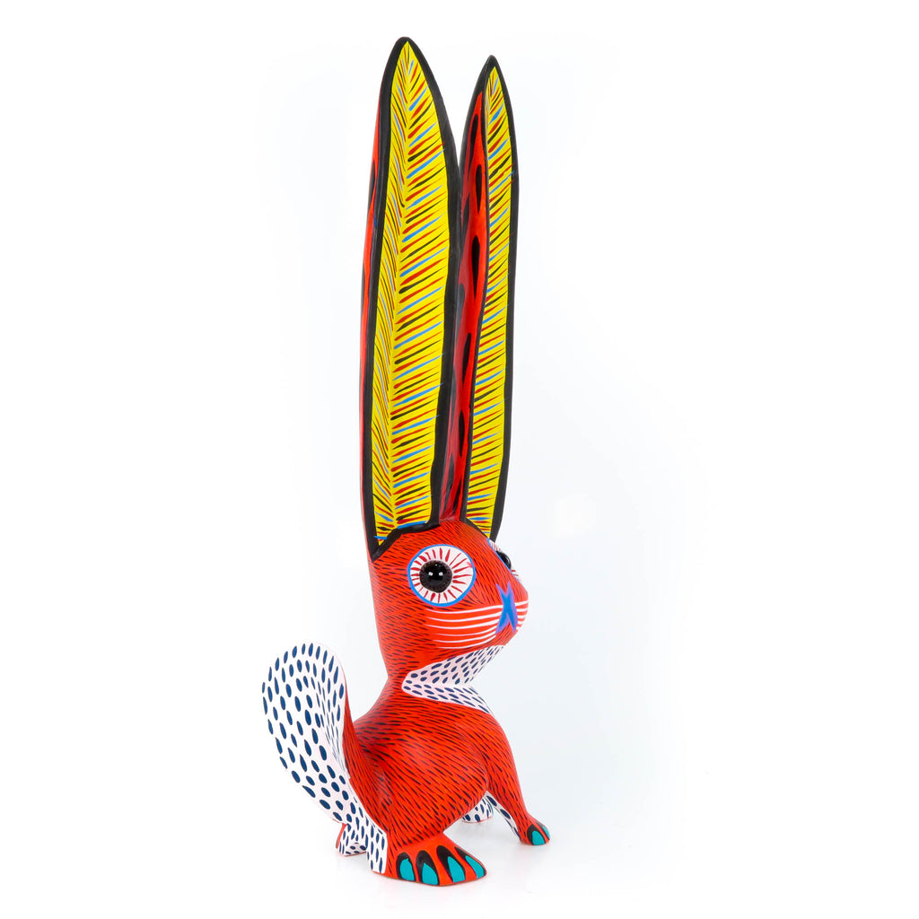 Big Eared Rabbit (Red) - Oaxacan Alebrije Wood Carving