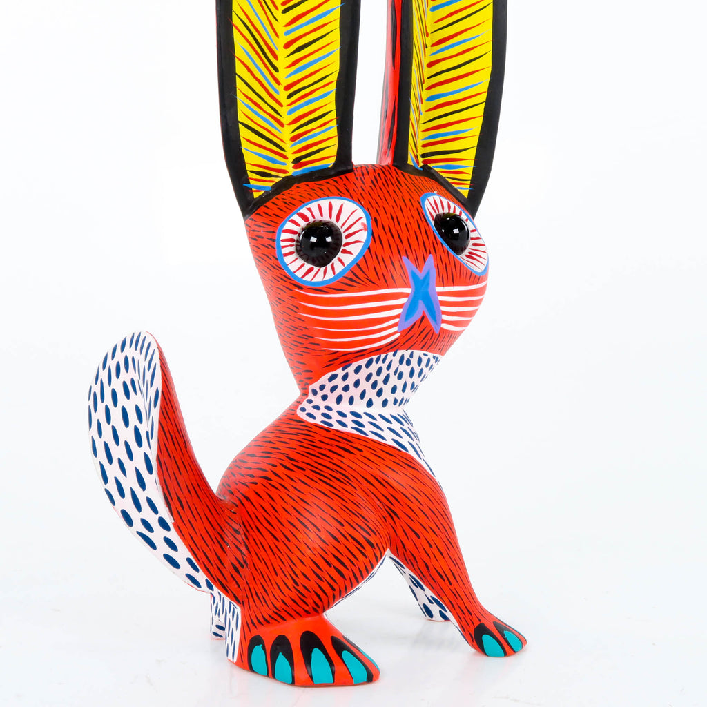 Big Eared Rabbit (Red) - Oaxacan Alebrije Wood Carving