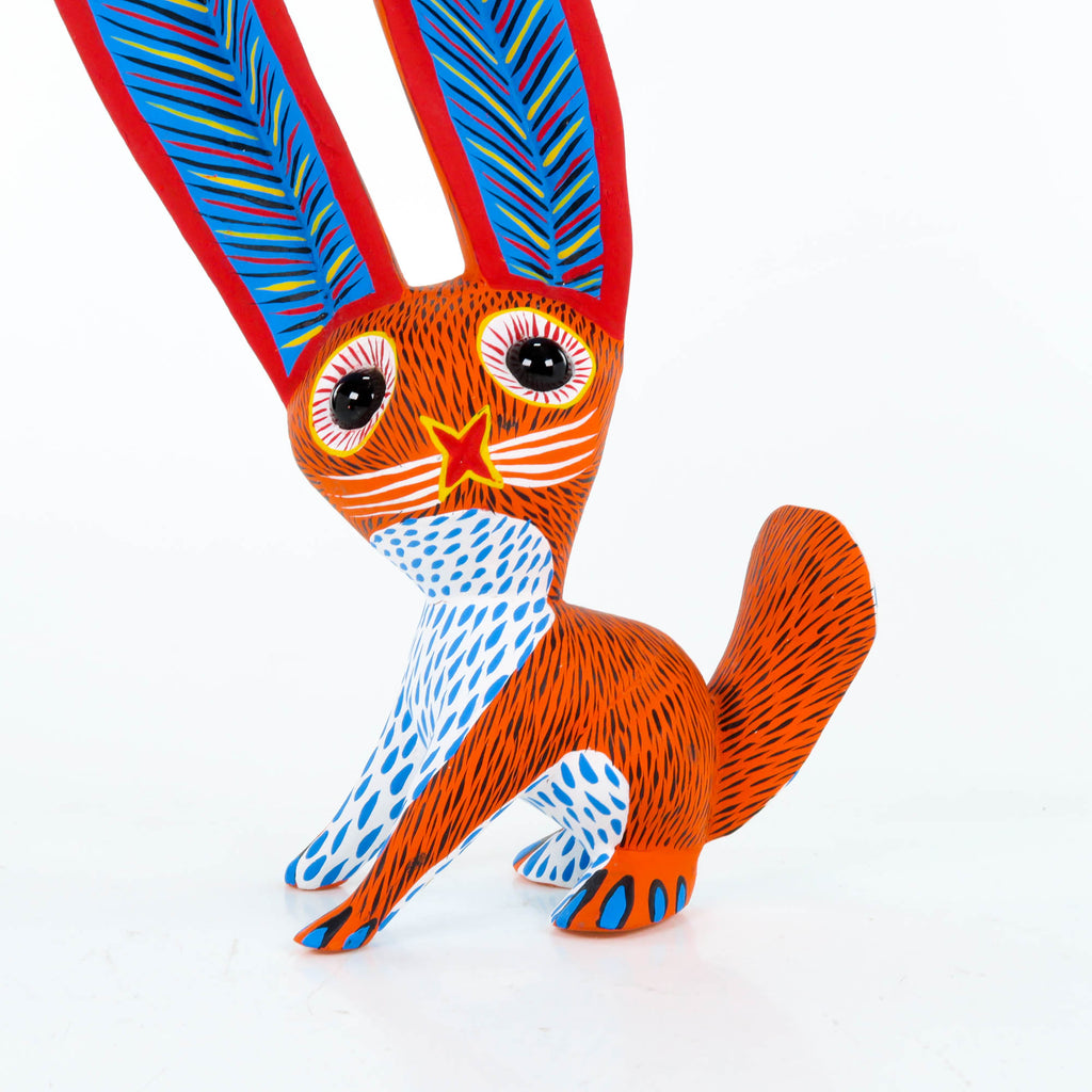 Big Eared Rabbit (Orange) - Oaxacan Alebrije Wood Carving