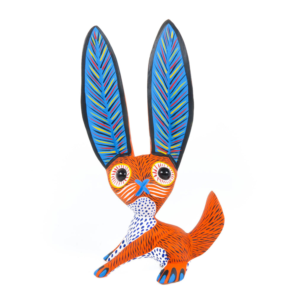 Big Eared Rabbit (Orange) - Oaxacan Alebrije Wood Carving