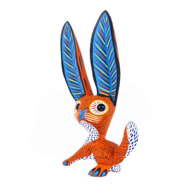 Big Eared Rabbit (Orange) - Oaxacan Alebrije Wood Carving