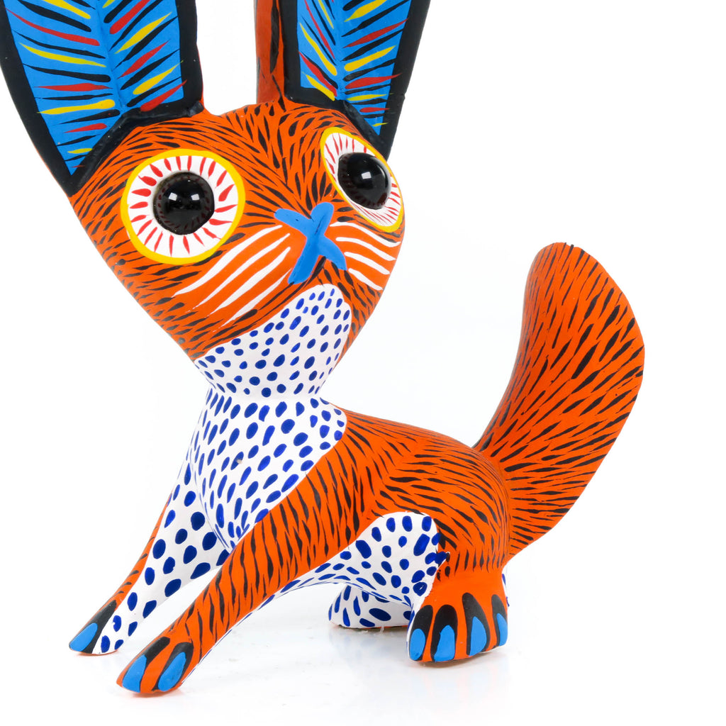 Big Eared Rabbit (Orange) - Oaxacan Alebrije Wood Carving
