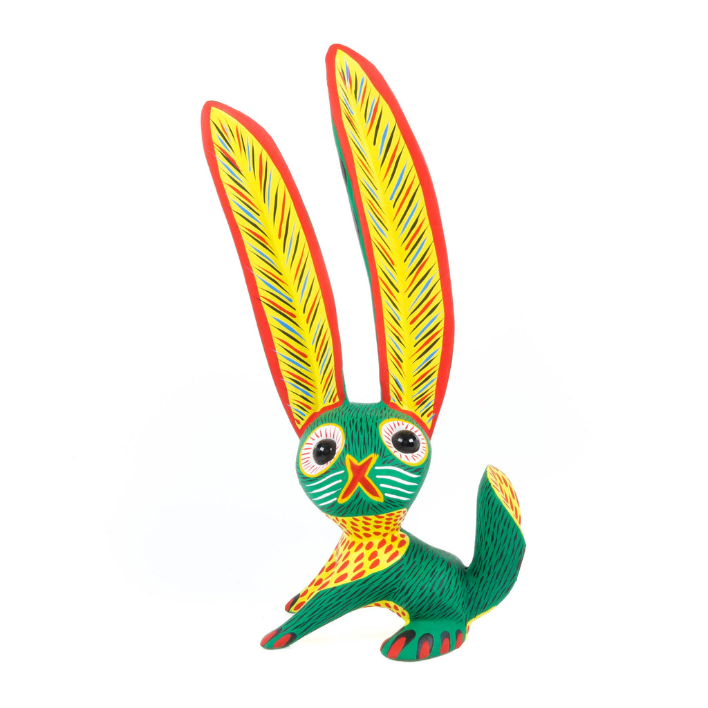 Big Eared Rabbit (Green) - Oaxacan Alebrije Wood Carving