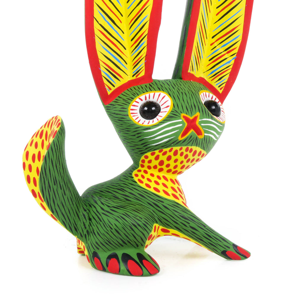 Big Eared Rabbit (Green) - Oaxacan Alebrije Wood Carving