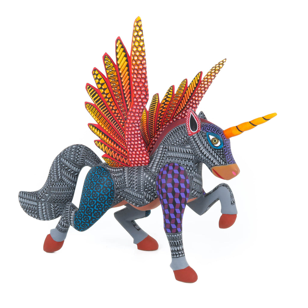 Gray Pegasus Horse - Oaxacan Alebrije Wood Carving