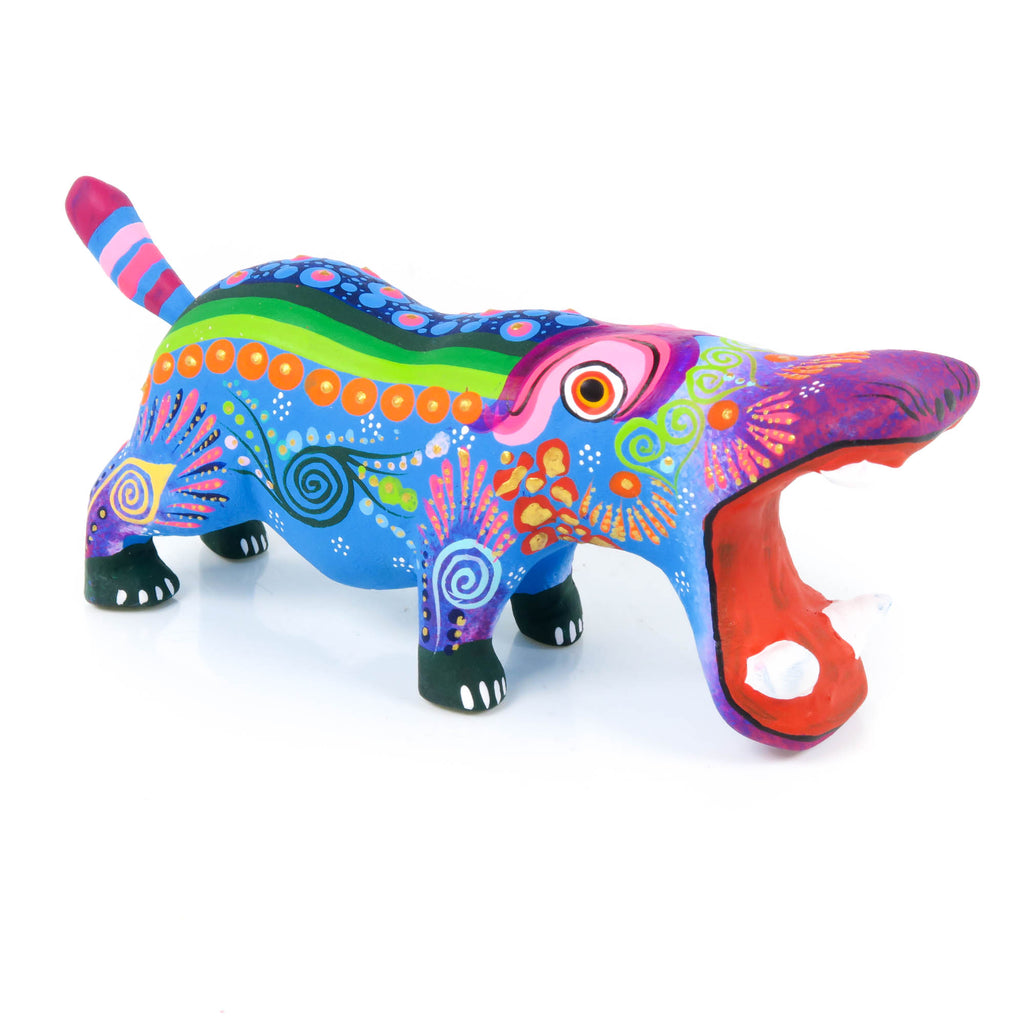 Blue Hippopotamus - Oaxacan Alebrije Wood Carving