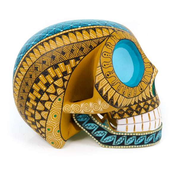Day of The Dead Skull (Yellow) - Oaxacan Alebrije Wood Carving