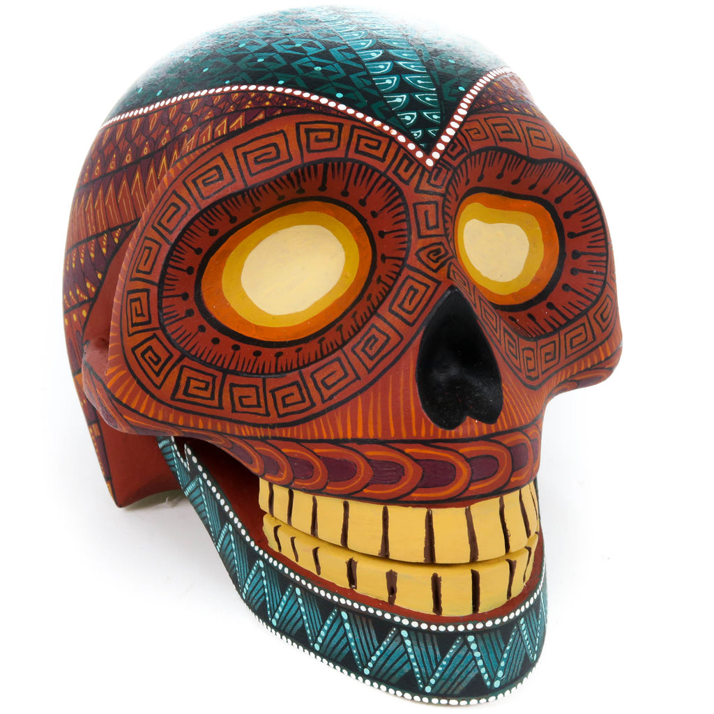 Day of The Dead Skull (Maroon) - Oaxacan Alebrije Wood Carving