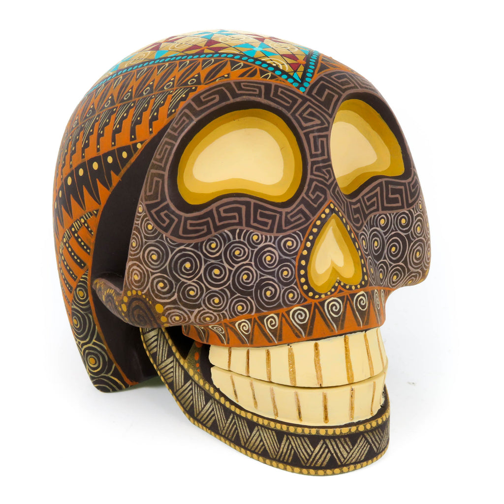 Day of The Dead Skull (Brown) - Oaxacan Alebrije Wood Carving