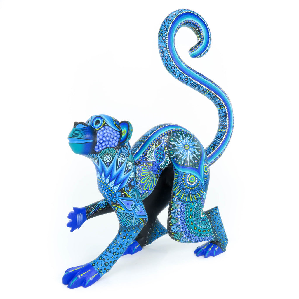 Exceptional Monkey (Blue) - Oaxacan Alebrije Wood Carving