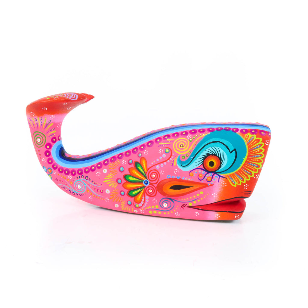 Vibrant Whale (Pink) - Oaxacan Alebrije Wood Carving