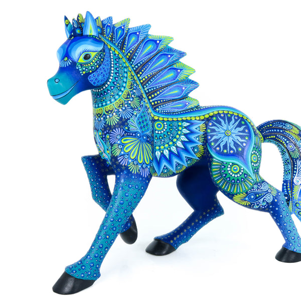 Graceful Blue Horse - Oaxacan Alebrije Wood Carving