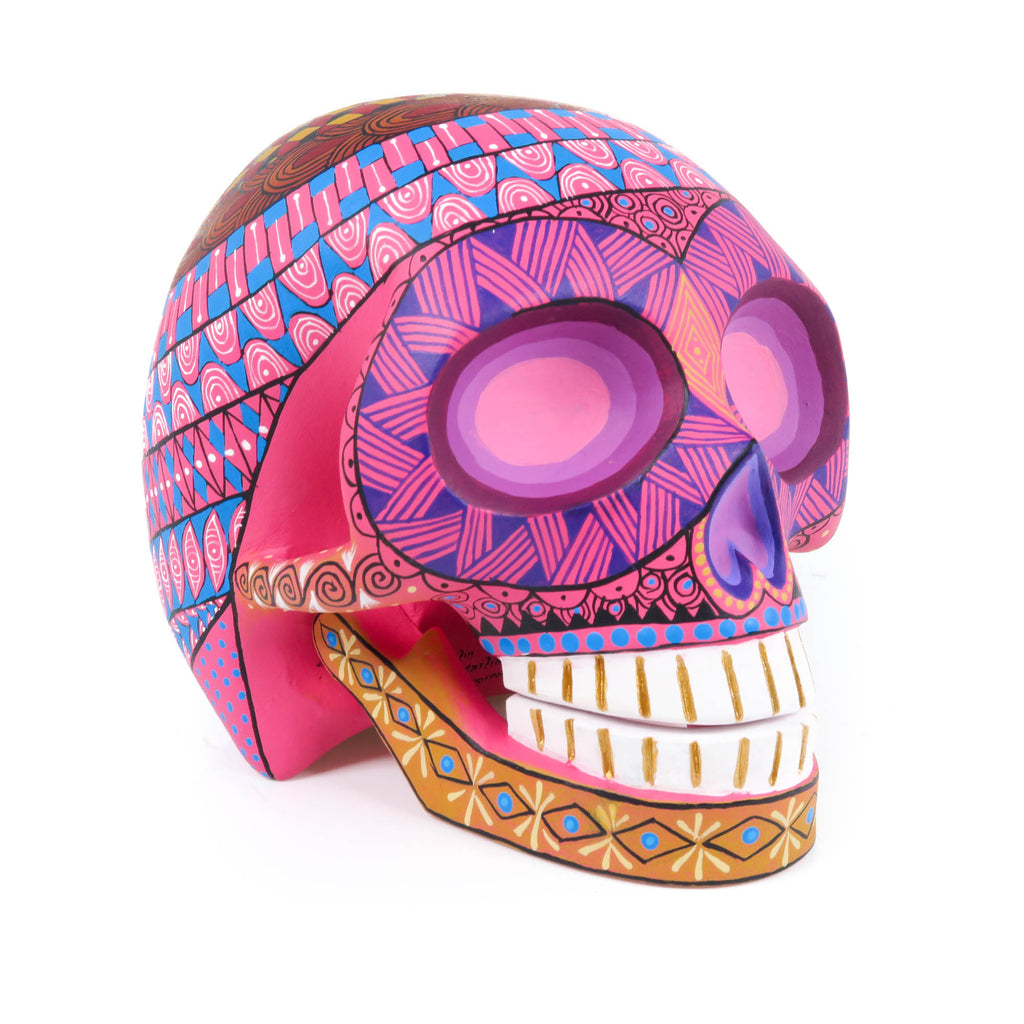 Day of The Dead Skull (Pink) - Oaxacan Alebrije Wood Carving