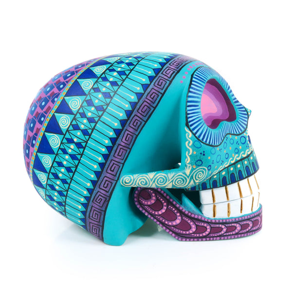 Day of The Dead Skull (Turquoise) - Oaxacan Alebrije Wood Carving