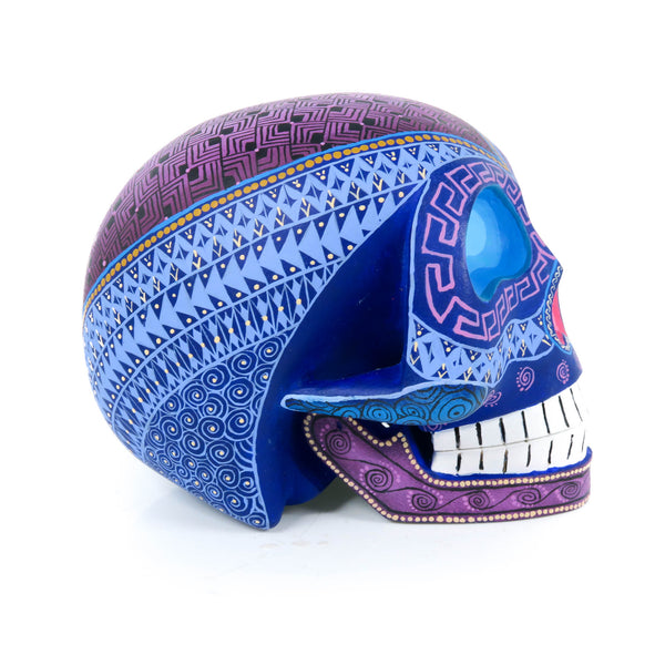 Day of The Dead Skull (Blue) - Oaxacan Alebrije Wood Carving