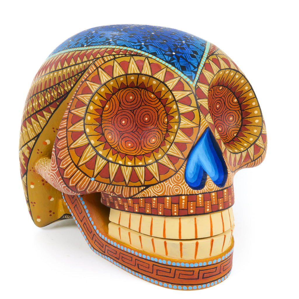 Day of The Dead Skull (Orange) - Oaxacan Alebrije Wood Carving