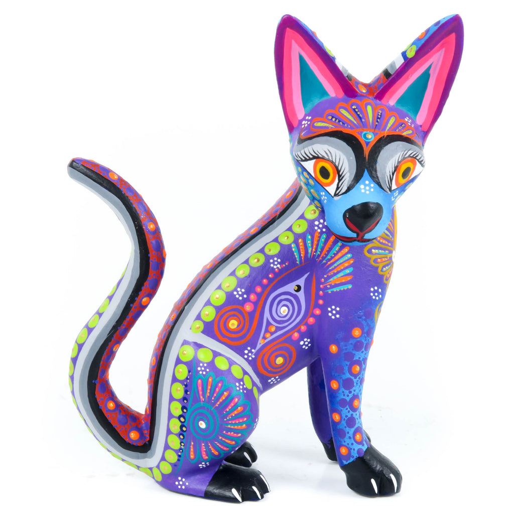 Beautiful Cat (Purple) - Oaxacan Alebrije Wood Carving