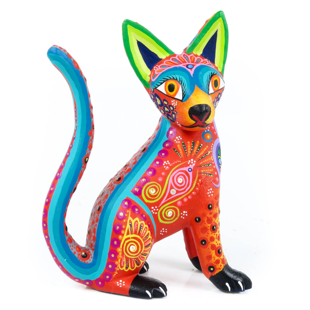 Beautiful Cat (Orange) - Oaxacan Alebrije Wood Carving
