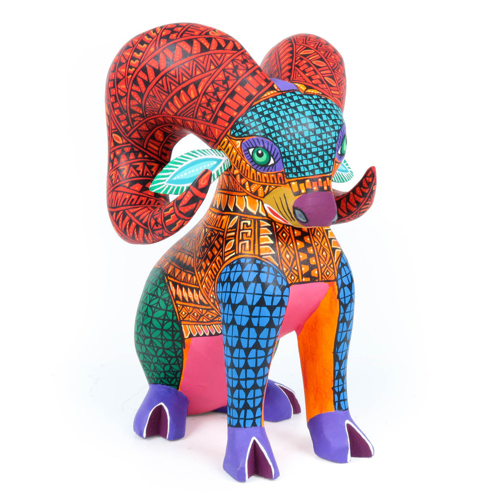 Vibrant Ram - Oaxacan Alebrije Wood Carving