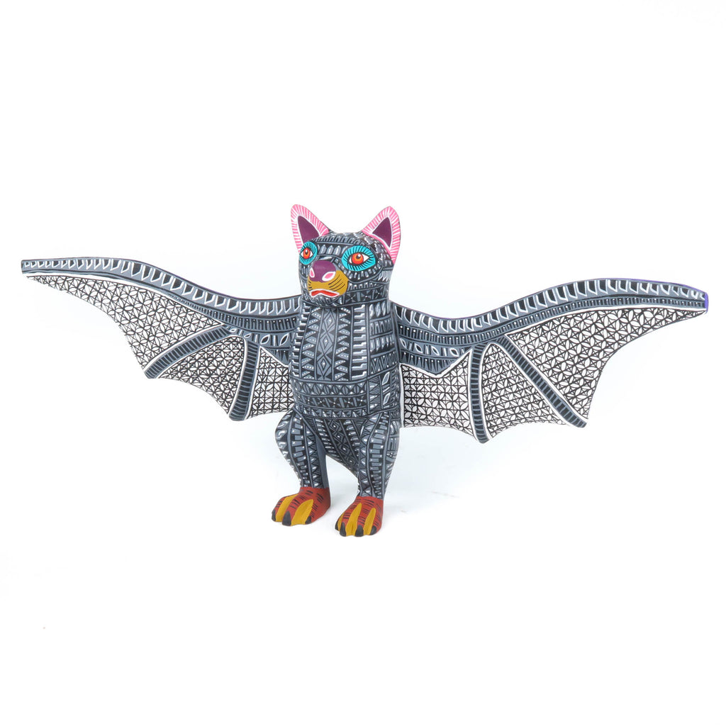 Black & White Bat - Oaxacan Alebrije Wood Carving