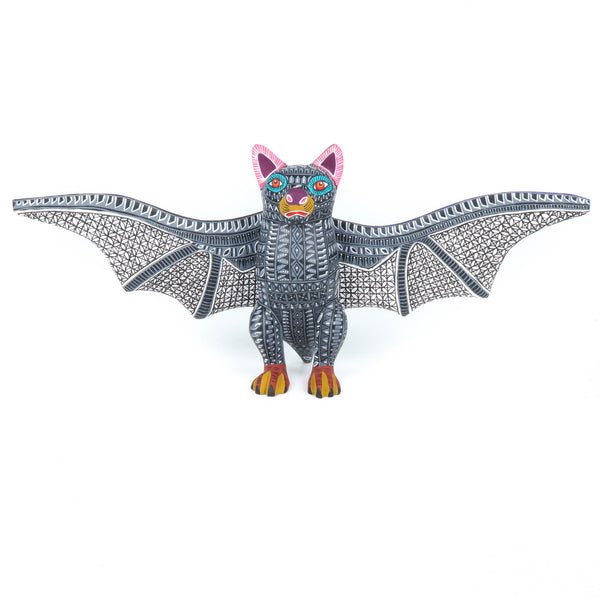 Black & White Bat - Oaxacan Alebrije Wood Carving