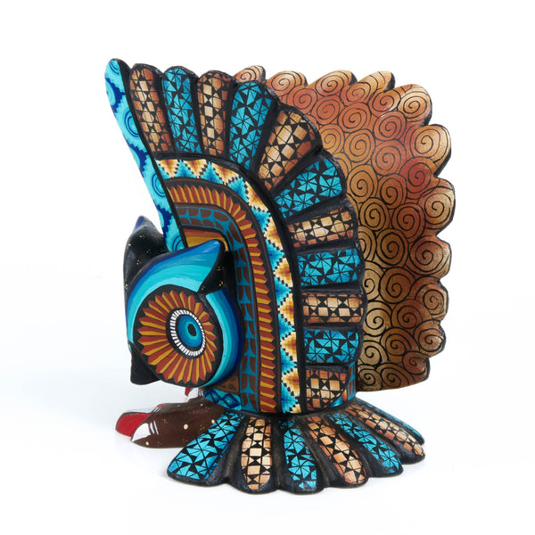 Blue & Yellow Owl - Oaxacan Alebrije Wood Carving