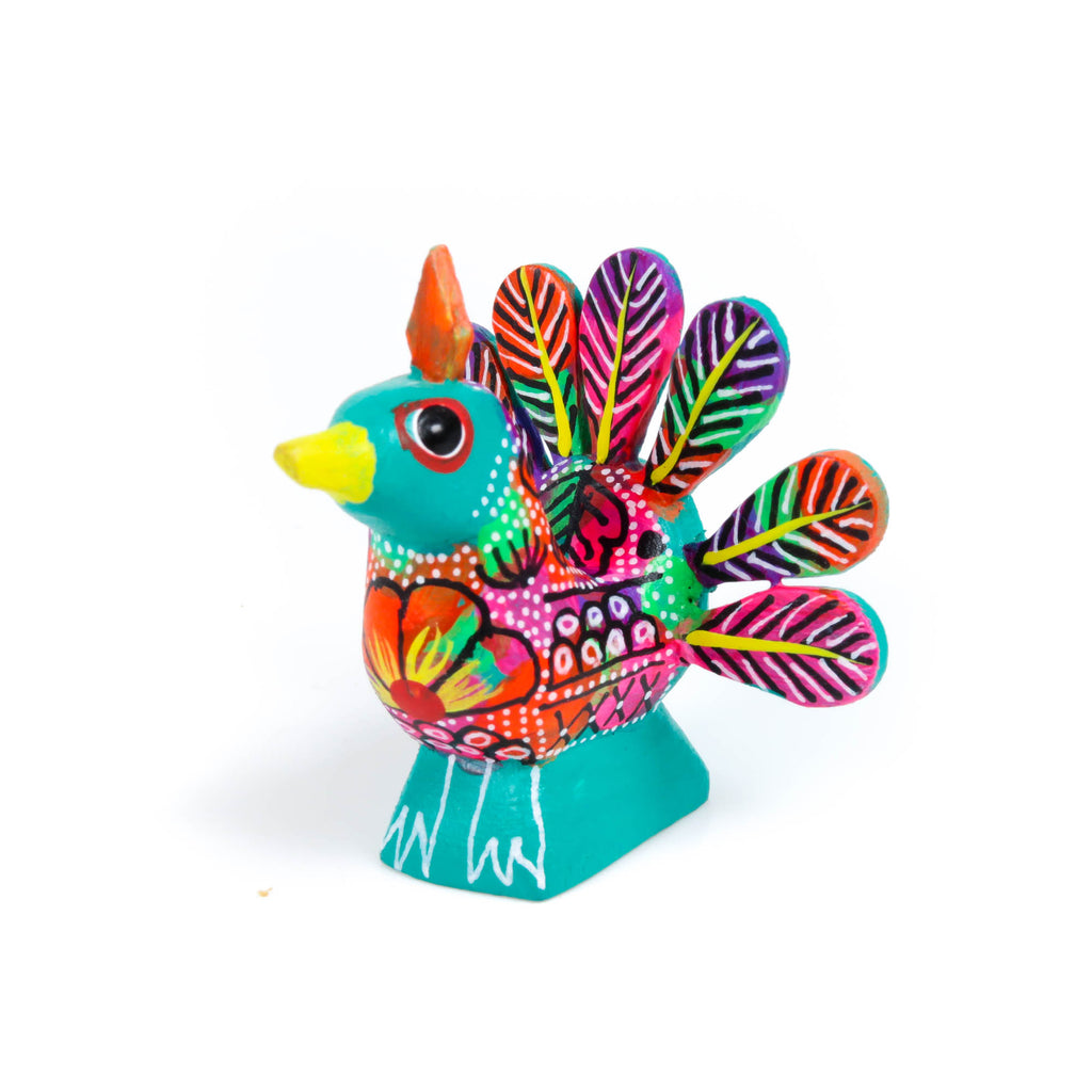 Mini Peacock - Oaxacan Alebrije Wood Carving