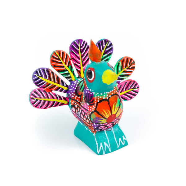 Mini Peacock - Oaxacan Alebrije Wood Carving