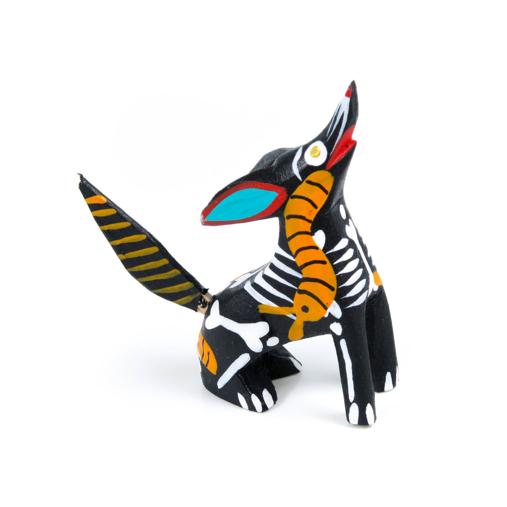 Mini Skeleton Coyote - Oaxacan Alebrije Wood Carving