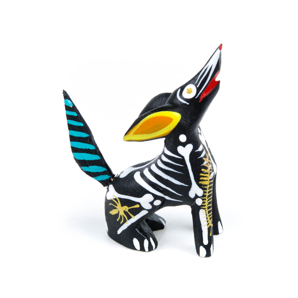 Mini Skeleton Coyote - Oaxacan Alebrije Wood Carving