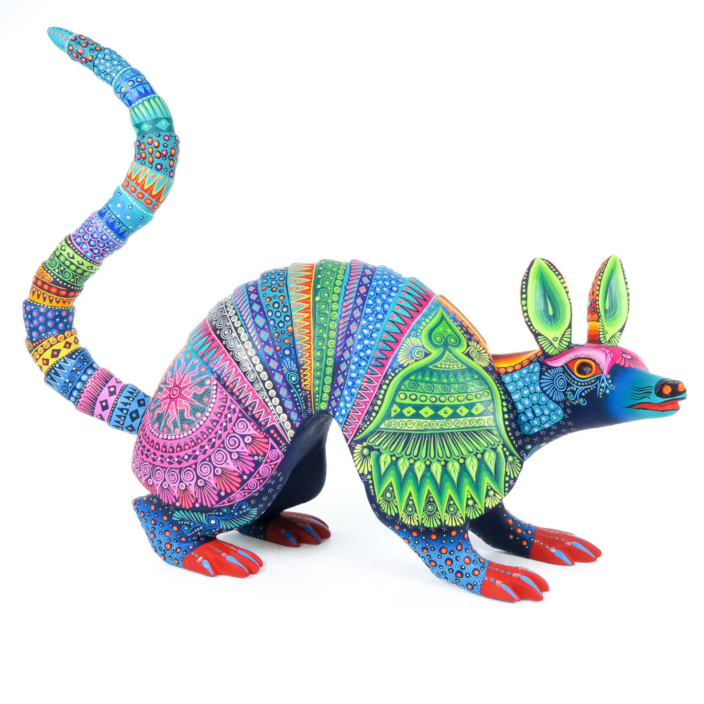 Large Vibrant Armadillo - Oaxacan Alebrije Wood Carving